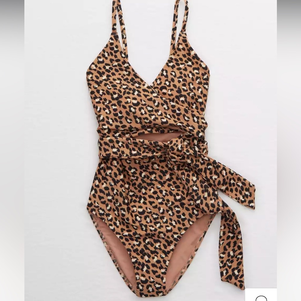 NWOT! Aerie One Piece Wrap Leopard Swimsuit - large long